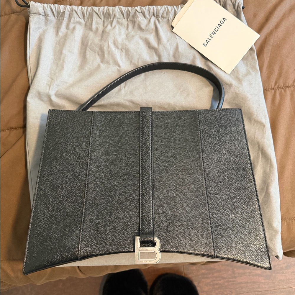 Balenciaga Black Shoulder Bag with Silver Accent
